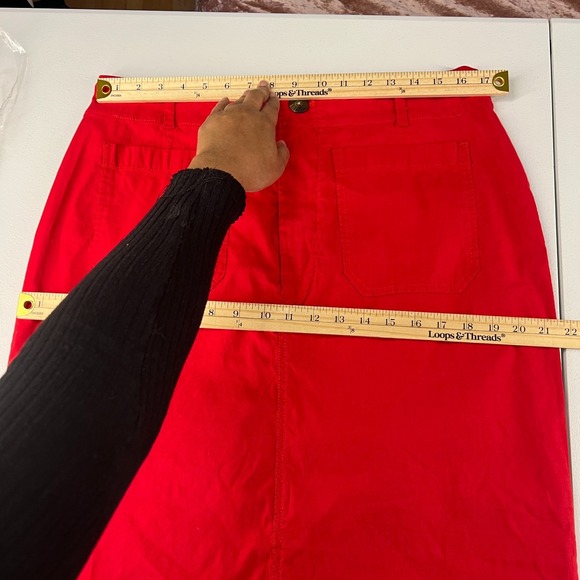 Anthropologie Maeve The Colette Midi Skirt Womens XL Red Classic Front Pockets - Picture 13 of 15